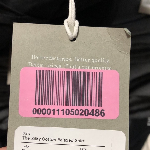 Everlane Silky Cotton Relaxed Shirt Black New 2 - Picture 6 of 7